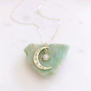 Moon child Crescent Moon & Star Gold Necklace